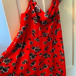 Torrid Red Floral Off Shoulder Midi Dress Size 2